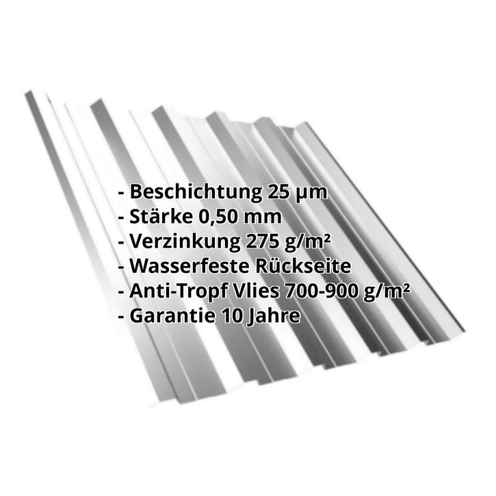 Trapezblech T35DR | Dach | Anti-Tropf 700 g/m² | Stahl 0,50 mm | 25 µm Polyester | 9006 - Weißaluminium #2