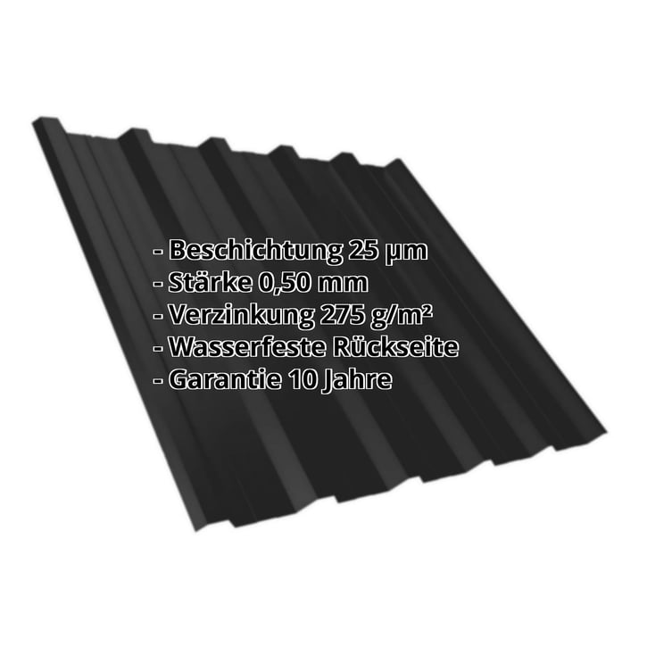 Trapezblech T35DR | Dach | Stahl 0,50 mm | 25 µm Polyester | 9005 - Tiefschwarz #2