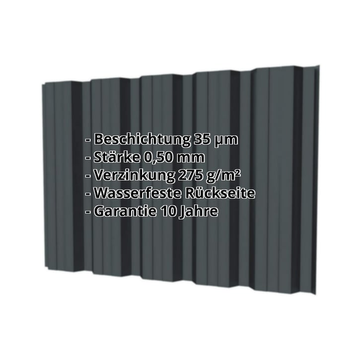 Trapezblech T35DR | Wand | Stahl 0,50 mm | 35 µm Mattpolyester | 7016 - Anthrazitgrau #2