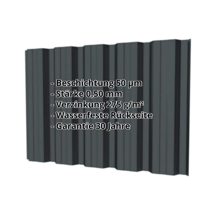 Trapezblech T35DR | Wand | Stahl 0,50 mm | 50 µm PURLAK® | 7016 - Anthrazitgrau #2