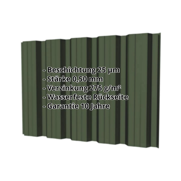 Trapezblech T35DR | Wand | Stahl 0,50 mm | 25 µm Polyester | 6020 - Chromoxidgrün #2