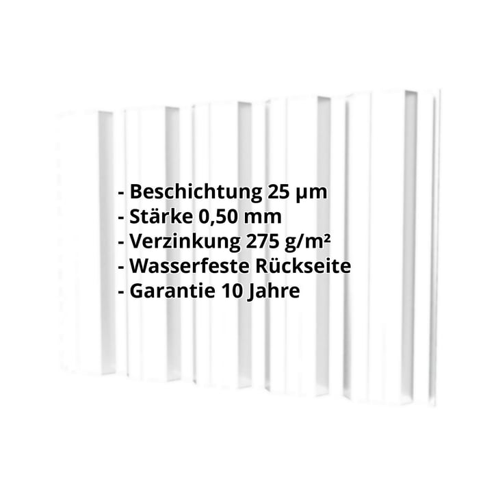 Trapezblech T35DR | Wand | Stahl 0,50 mm | 25 µm Polyester | 9010 - Reinweiß #2