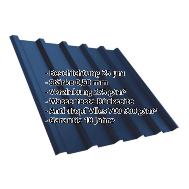 Trapezblech T35M | Dach | Anti-Tropf 700 g/m² | Stahl 0,50 mm | 25 µm Polyester | 5010 - Enzianblau #2