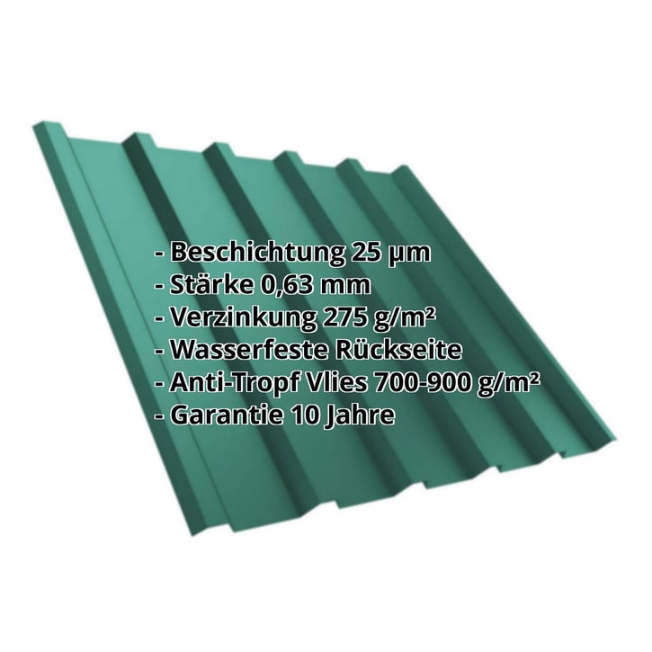 Trapezblech T35M | Dach | Anti-Tropf 700 g/m² | Stahl 0,63 mm | 25 µm Polyester | 6005 - Moosgrün #2