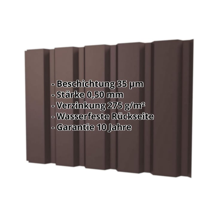 Trapezblech T35M | Wand | Stahl 0,50 mm | 35 µm Mattpolyester | 8017 - Schokoladenbraun #2