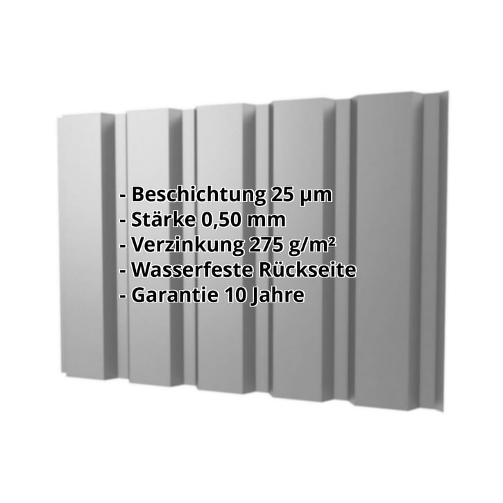 Trapezblech T35M | Wand | Stahl 0,50 mm | 25 µm Polyester | 9006 - Weißaluminium #2