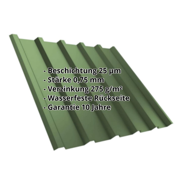 Trapezblech T35MD | Dach | Stahl 0,75 mm | 25 µm Polyester | 6011 - Resedagrün #2