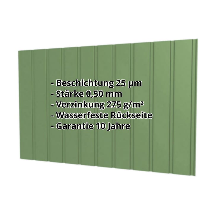 Trapezblech T7M | Wand | Stahl 0,50 mm | 25 µm Polyester | 6011 - Resedagrün #2