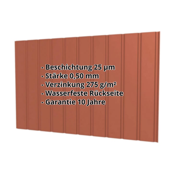 Trapezblech T7M | Wand | Stahl 0,50 mm | 25 µm Polyester | 8004 - Kupferbraun #2