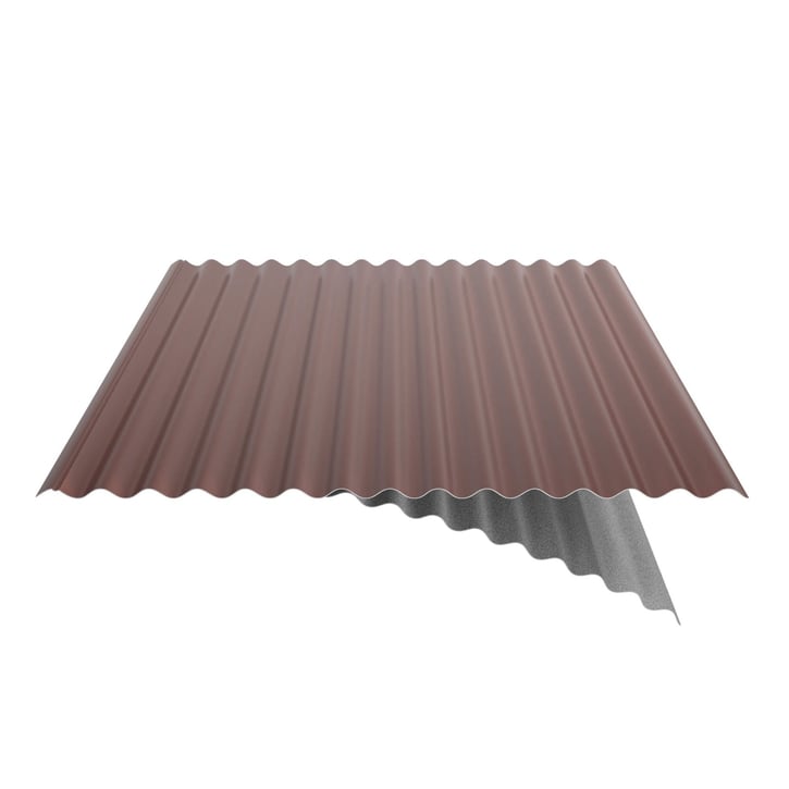 Wellblech 18/1064 | Dach | Anti-Tropf 1000 g/m² | Stahl 0,50 mm | 25 µm Polyester | 8012 - Rotbraun #5