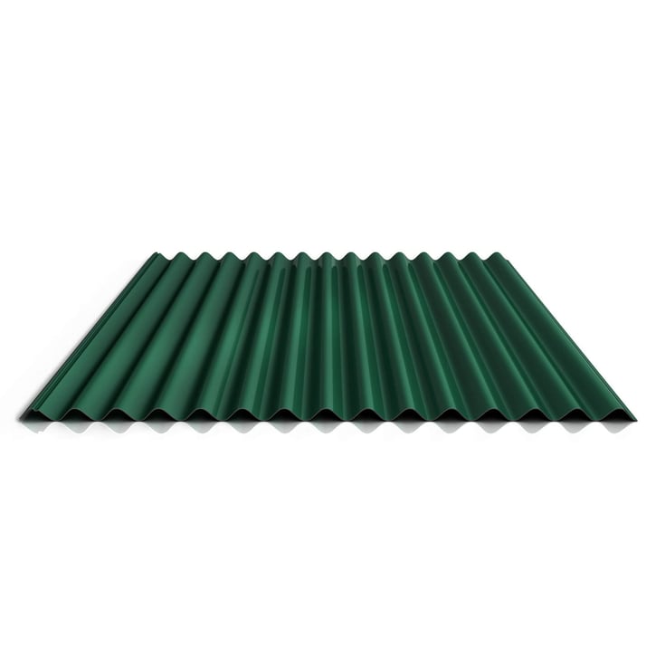 Wellblech 18/1064 | Dach | Anti-Tropf 1000 g/m² | Aluminium 0,70 mm | 25 µm Polyester | 6005 - Moosgrün #1