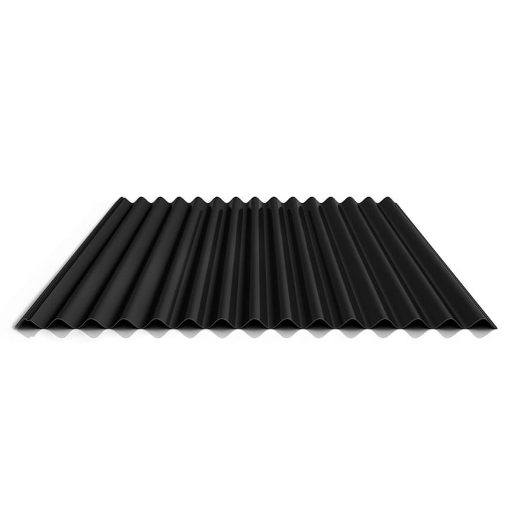 Wellblech 18/1064 | Dach | Stahl 0,50 mm | 25 µm Polyester | 9005 - Tiefschwarz #1