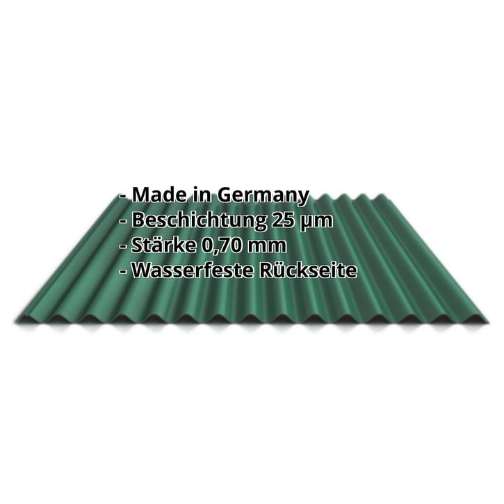 Wellblech 18/1064 | Dach | Aluminium 0,70 mm | 25 µm Polyester | 6005 - Moosgrün #2
