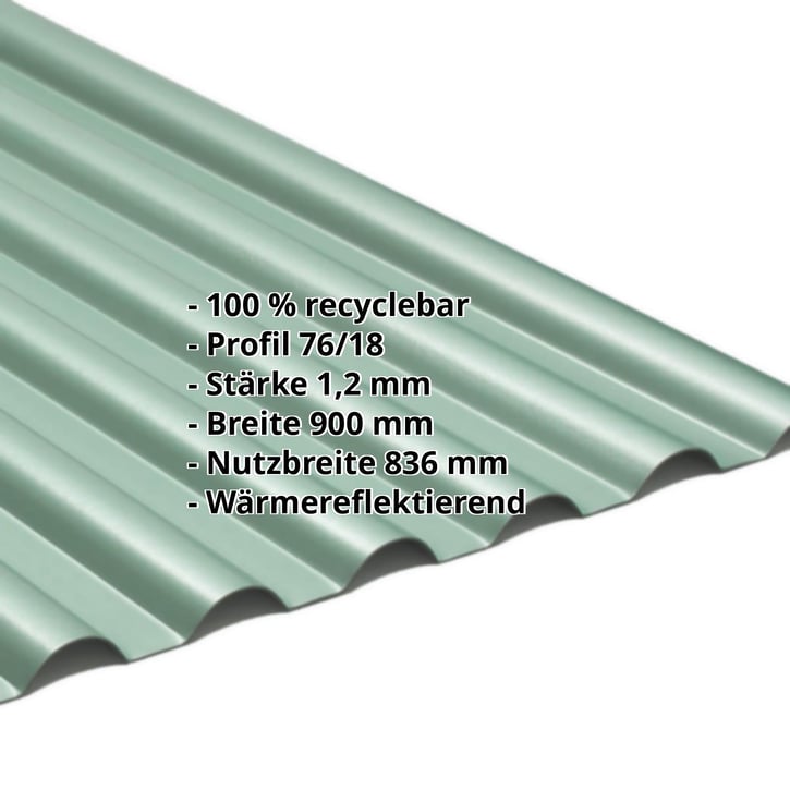 PVC Profilplatte SINTRA | 77/18 | 1,20 mm | Grün Metallic | 2000 mm #2