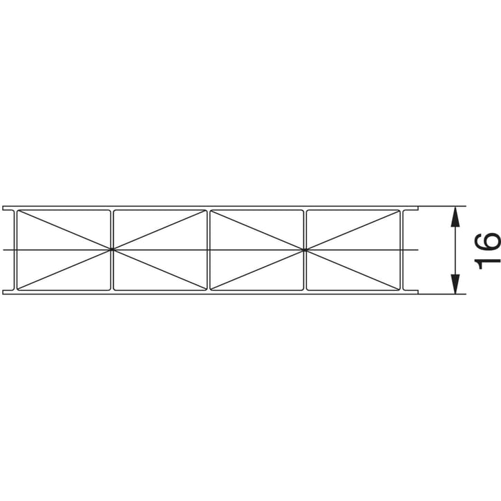Polycarbonat Stegplatte | 16 mm | Profil A1 | Sparpaket | Plattenbreite 1200 mm | Klar | Extra stark | Breite 3,74 m | Länge 2,00 m #15