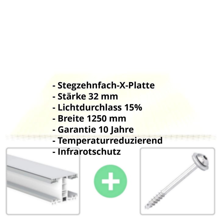 Polycarbonat Stegplatte | 32 mm | Profil Mendiger | Sparpaket | Plattenbreite 1250 mm | Gold-Opal | Breite 9,03 m | Länge 3,50 m #2
